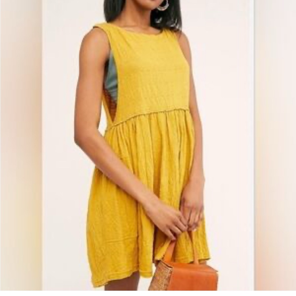 Free People Still Obsessed Yellow Sleeveless Mini Dress